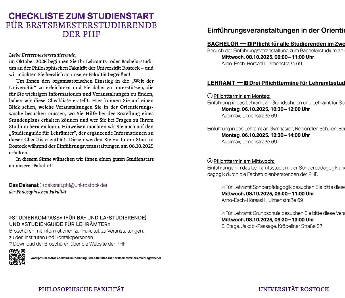 Checkliste für alle Erstis