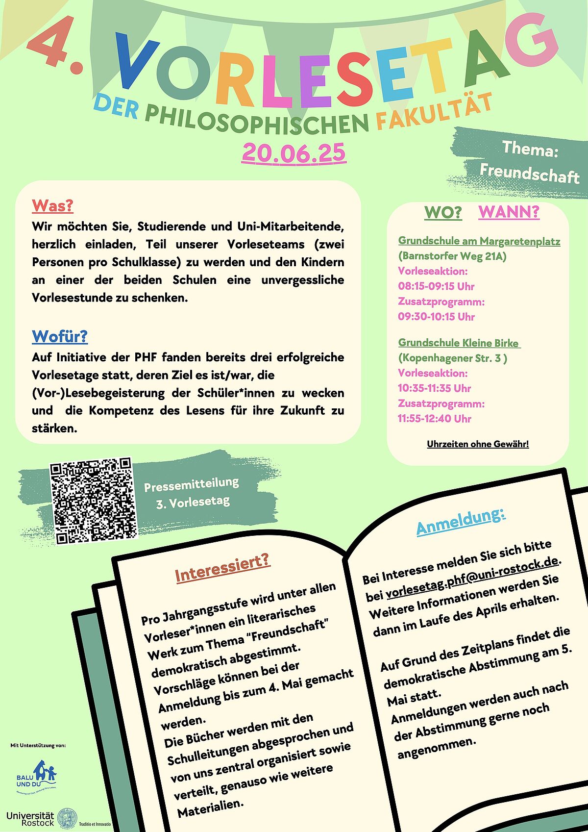 4. Vorlesetag der PHF am 20.06.2025